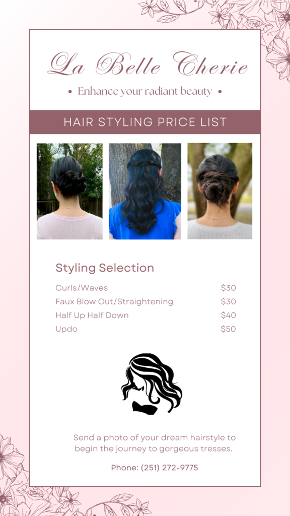 La Belle Cherie (hair stylist) price poster