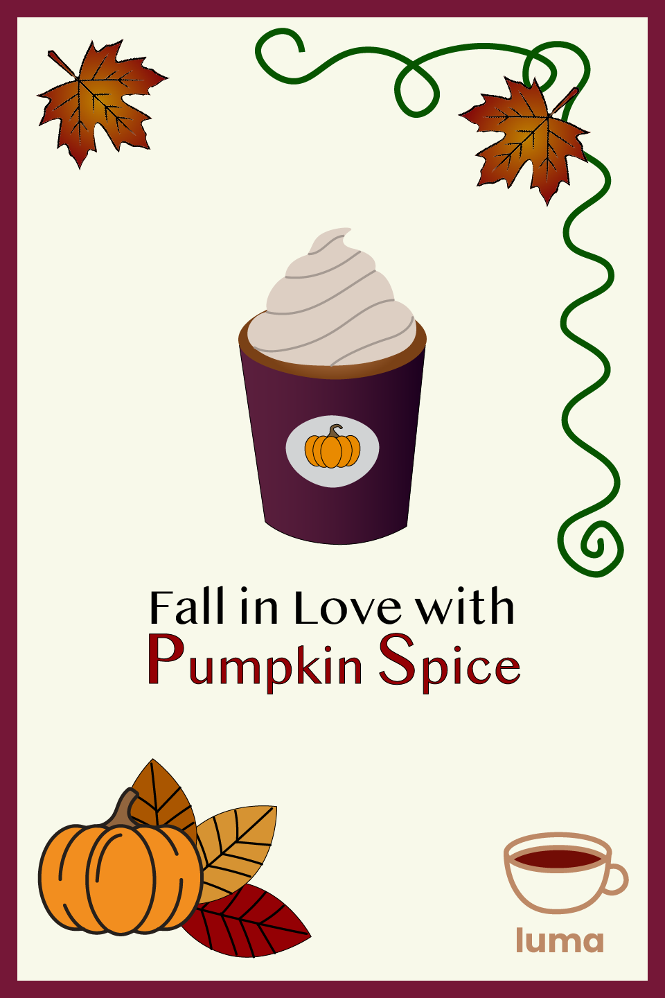 Fall Cafe Poster advertising Pumpkin Spice